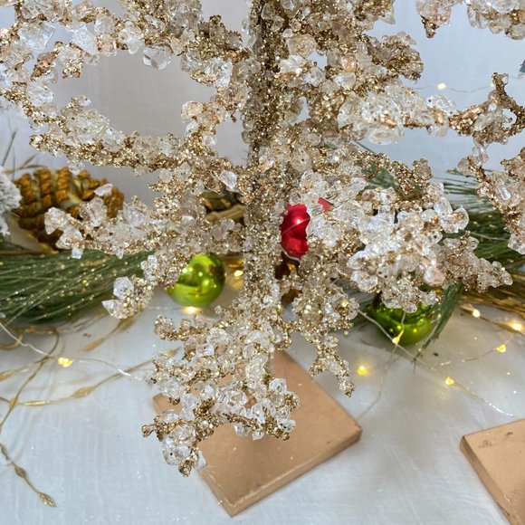 Rachel Zoe Jeweled Cluster Crystal Glass Gold Holiday Christmas Tree 24" New - Picture 7 of 16